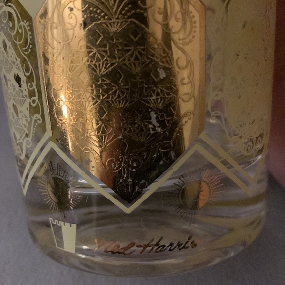 Vintage 1960’s Ned Harris Cera 22kt Gold Pineapple Tumbler Cocktail Glass - Picture 4 of 7